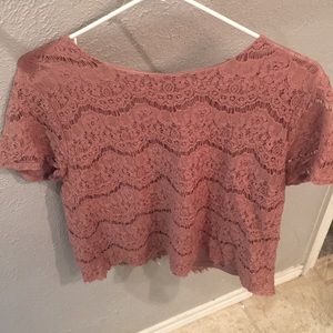 Pink lace crop top